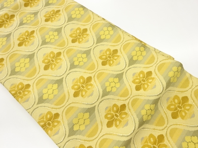 曲線に花模様織出し名古屋帯